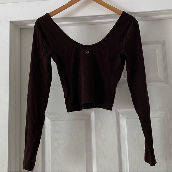 Lululemon Align Dark Brown Cropped Long Sleeve Top - Picture 3 of 5
